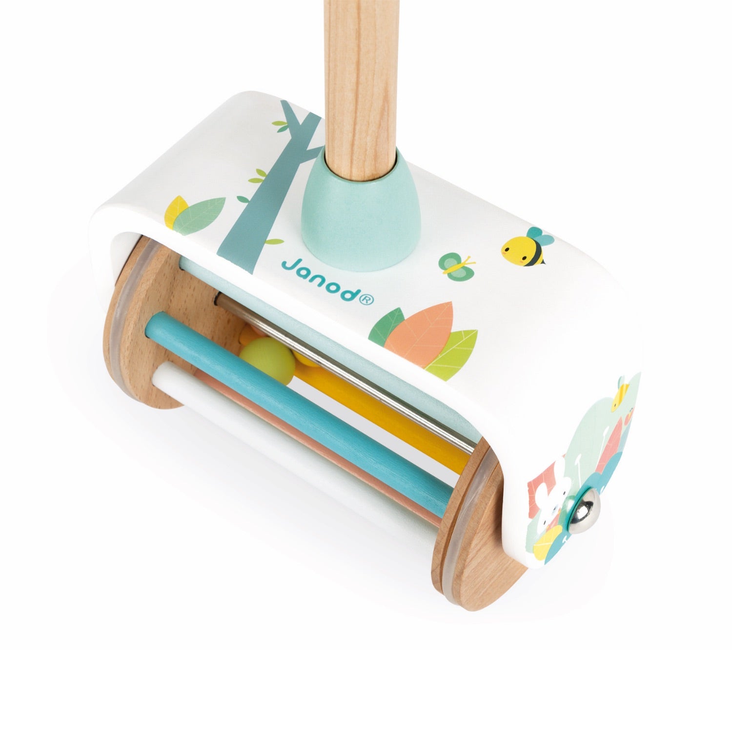 Janod Pure Push-Along Toy | Wooden Toddler Activity Toy | Closeup Top | BeoVERDE.ie