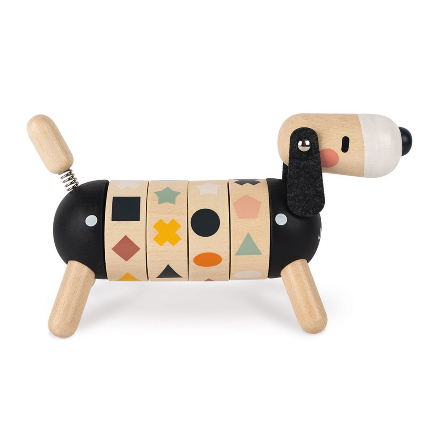 Janod Sweet Cocoon Shapes And Colours Dog | Scandi Style Wooden Toy | Right Side Mixed | BeoVERDE.ie