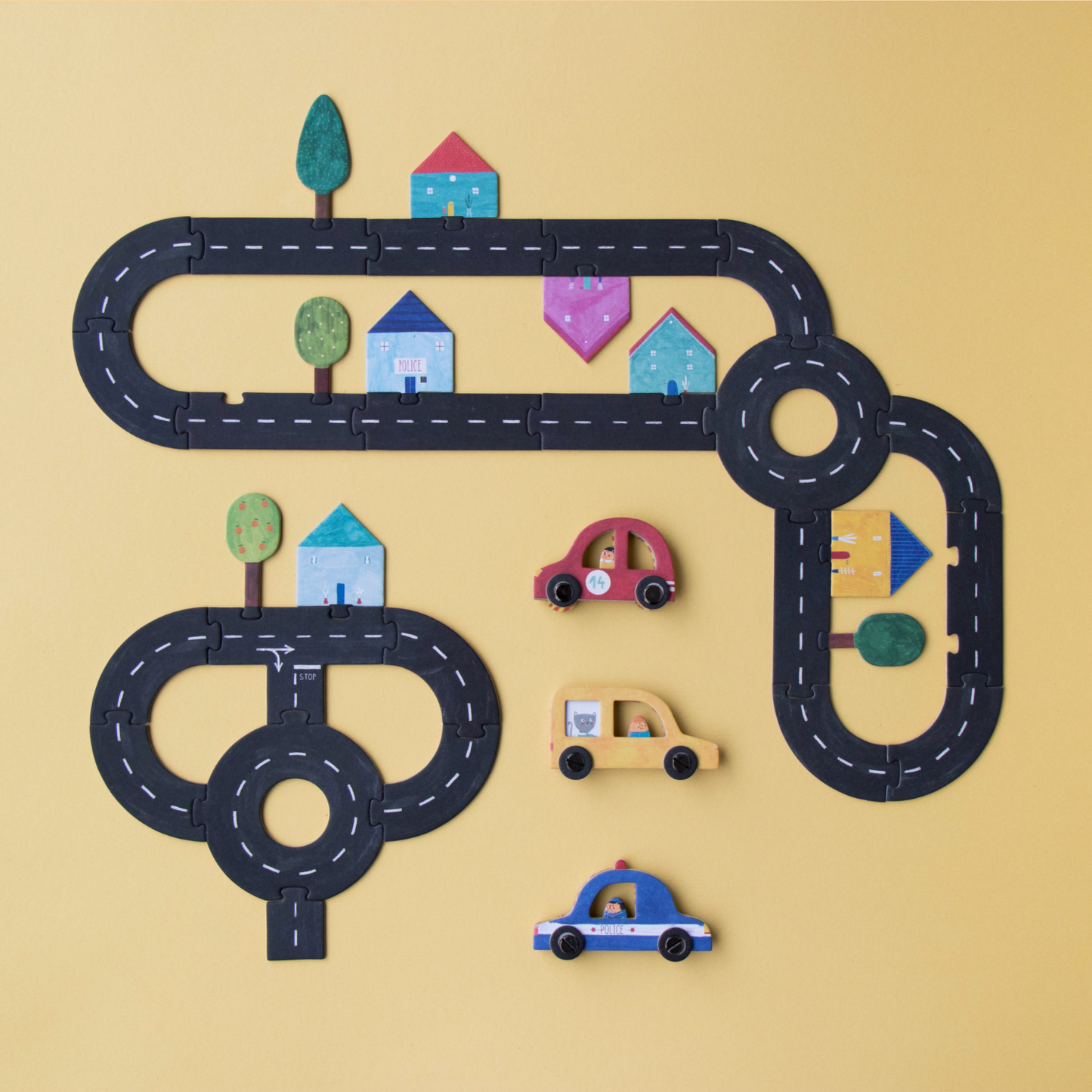 Londji ROADS Board Game | Board Game for Kids and the Whole Family | Front View – Road Network Assembled | BeoVERDE.ie