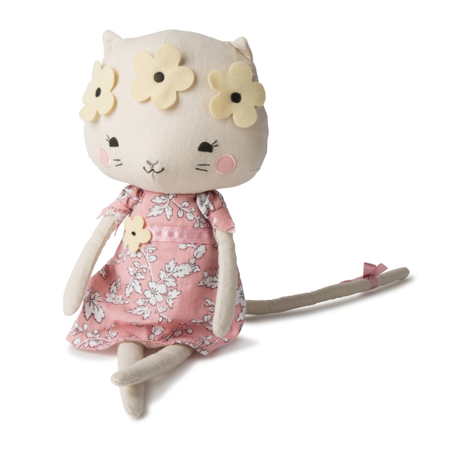 Picca LouLou Kitty Cat | Imaginative Play Toy | Soft Toy Made From Cotton | Sitting - Front | BeoVERDE.ie