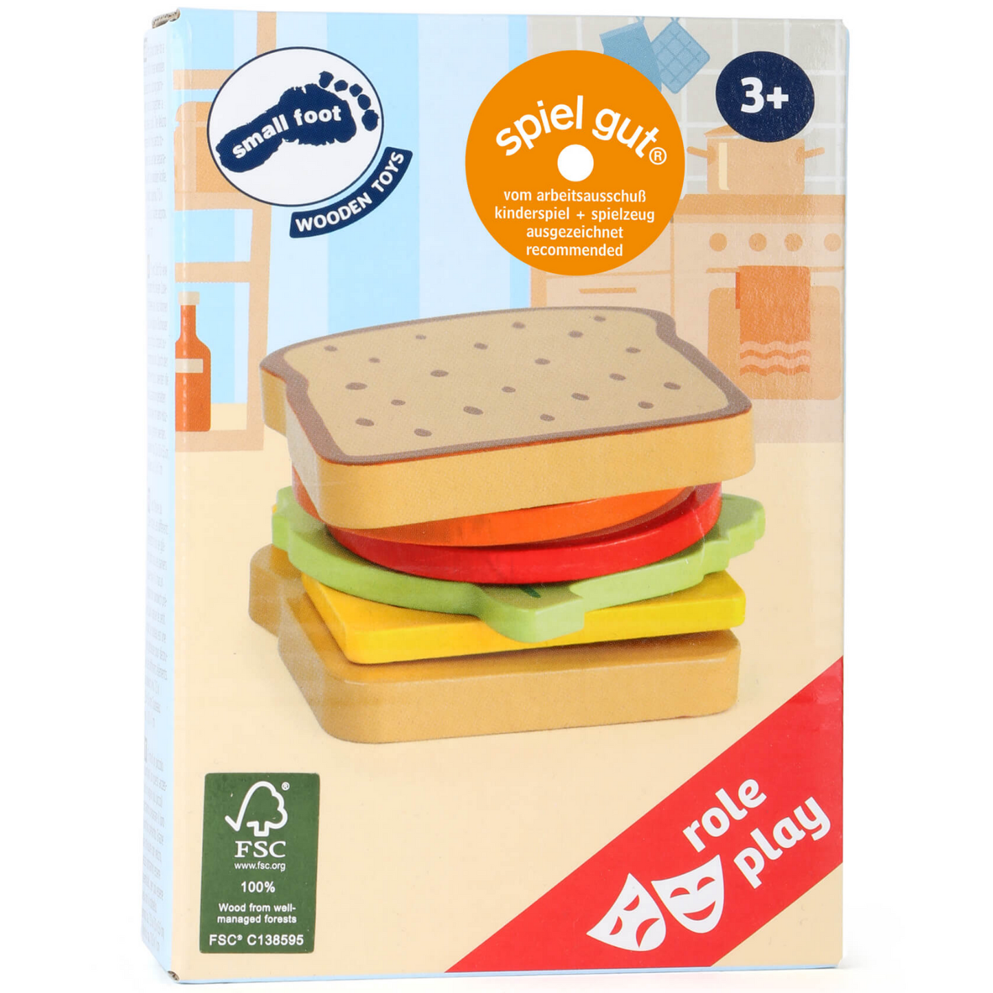 Small Foot Sandwich Set | Hand-Crafted Wooden Pretend Play Toys | Packaging | BeoVERDE.ie