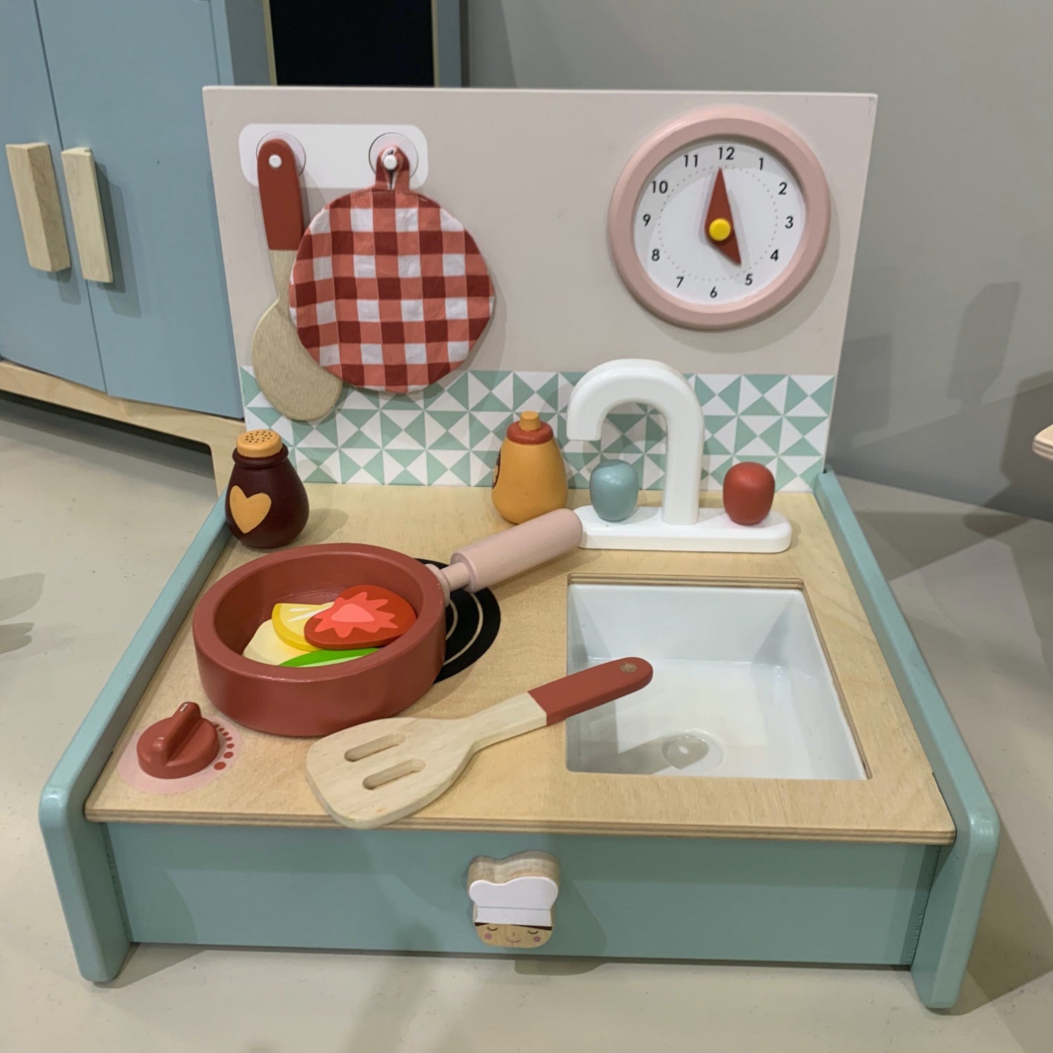 Tender Leaf Toys Kitchenette | Wooden Role Play Toy Kitchenette for Kids | Inspires Pretend Play | Lifestyle: Front View - Open | BeoVERDE.ie