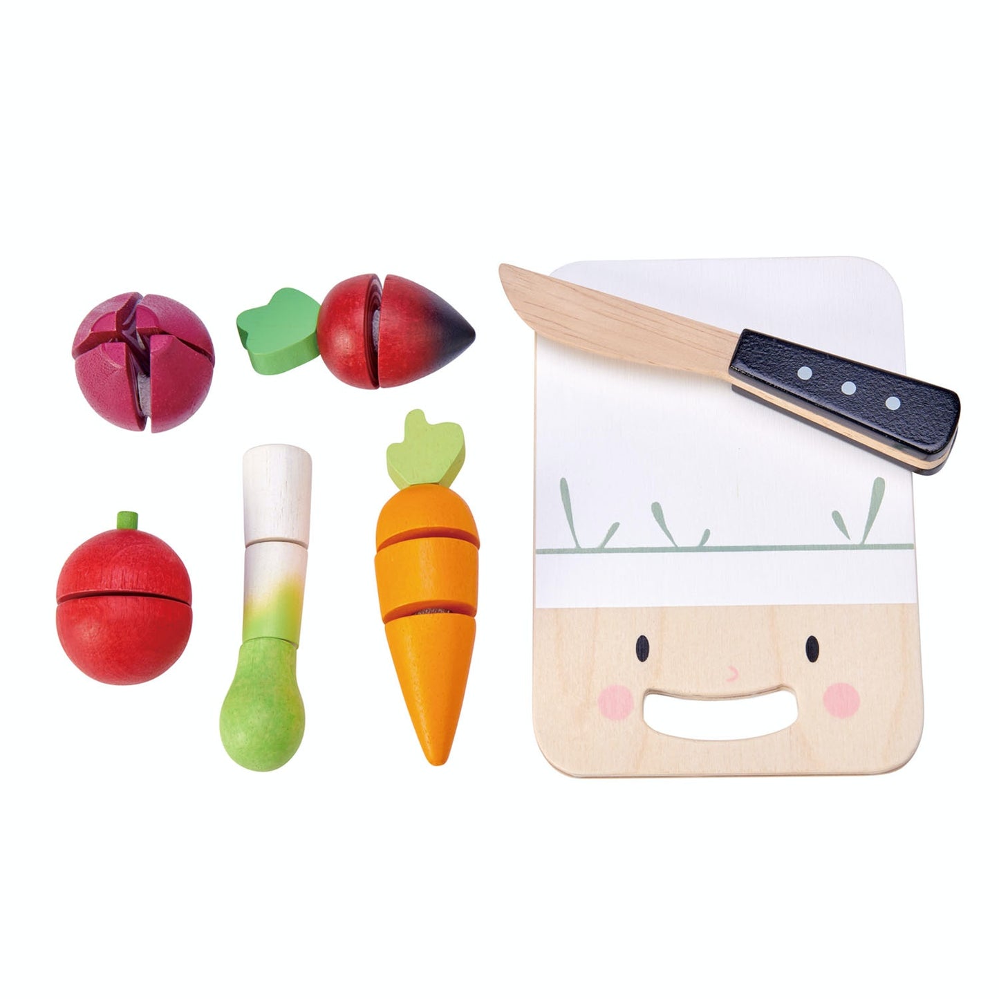 Kitchen Toys | Inspires Pretend Play | Front View Knife on Chopping Board | BeoVERDE.ie
