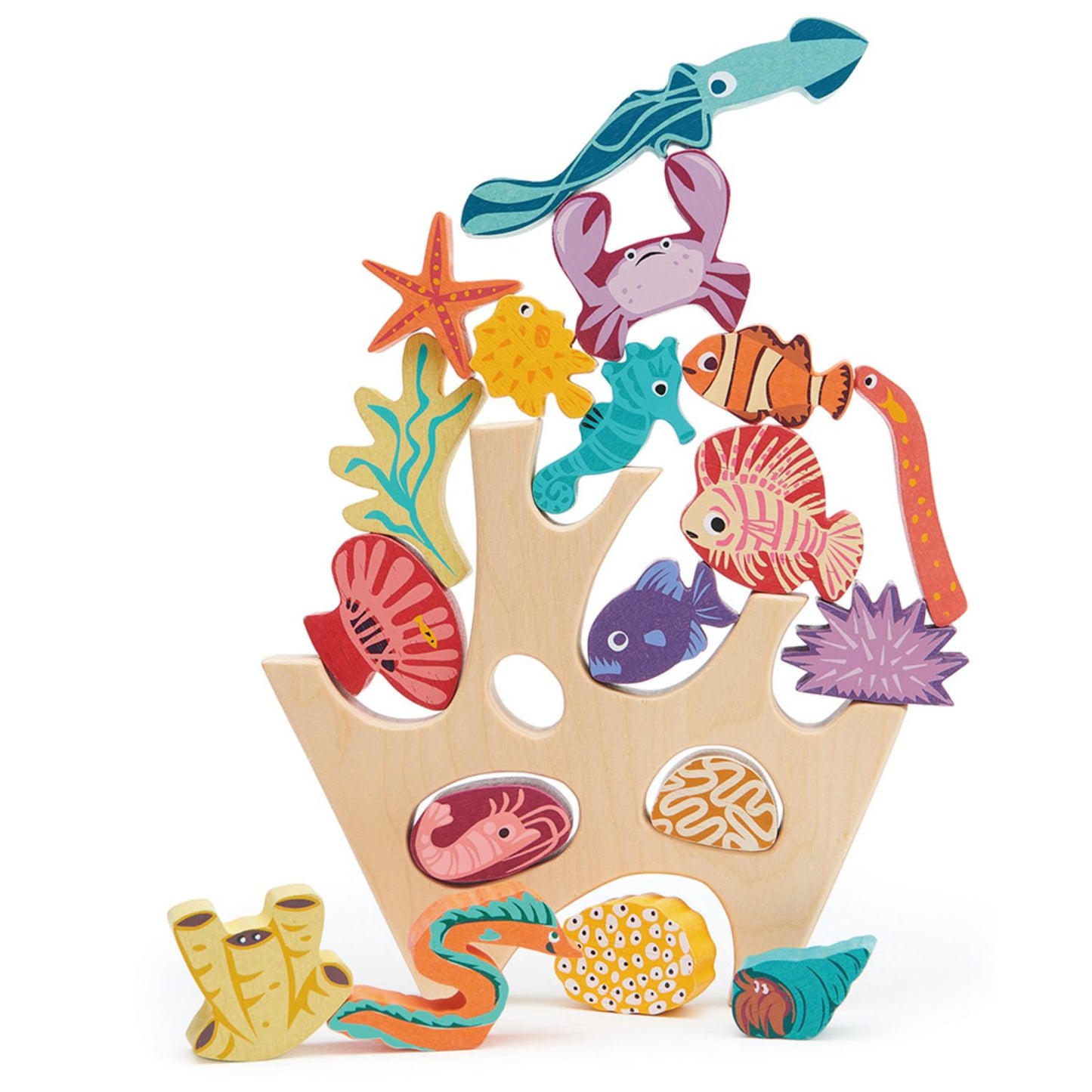 Stacking Coral Reef | Stacking + Balancing Wooden Toy | All Pieces Stacked | BeoVERDE.ie