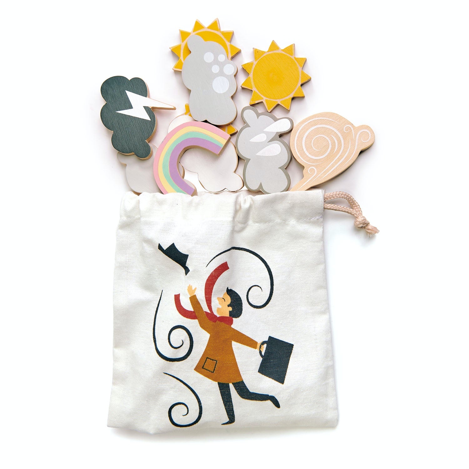 Weather Watch | Hand-Crafted Wooden Educational Toy | Magnetic Wooden Weather Symbols & Bag | Tender Leaf Toys| BeoVERDE.ie