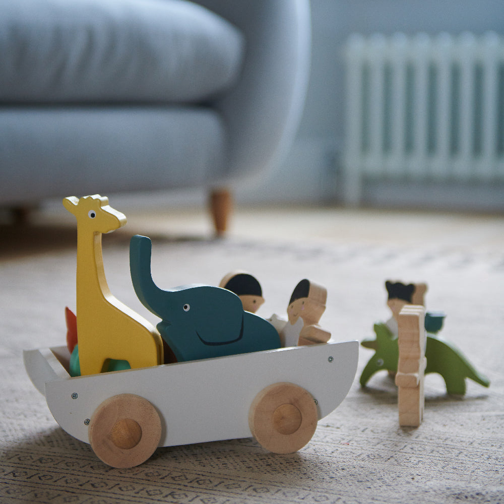 TenderLeaf ‘The Friend Ship’ Side View | Hand-Crafted Wooden Animal Toys | BeoVERDE.ie