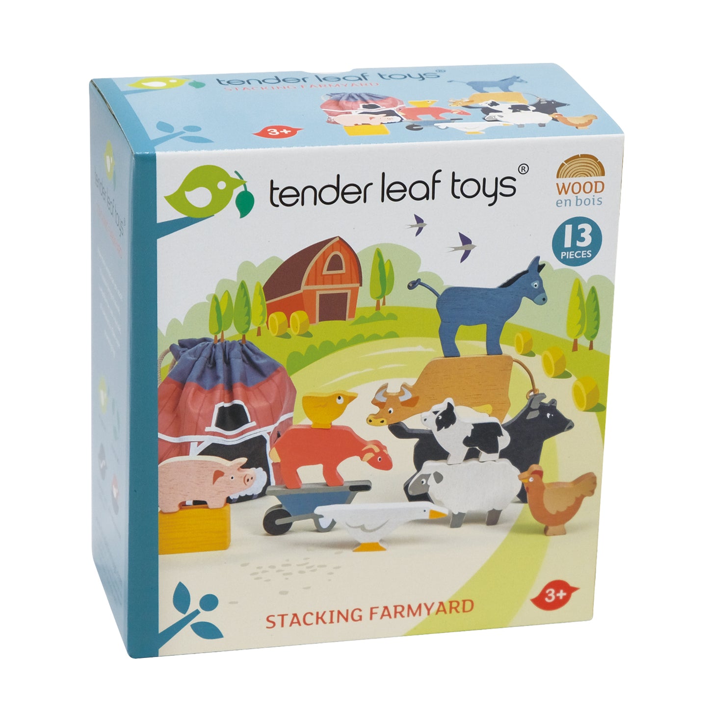 TenderLeaf Stacking Farmyard | Hand-Crafted Wooden Animal Toys | Packaging | BeoVERDE.ie