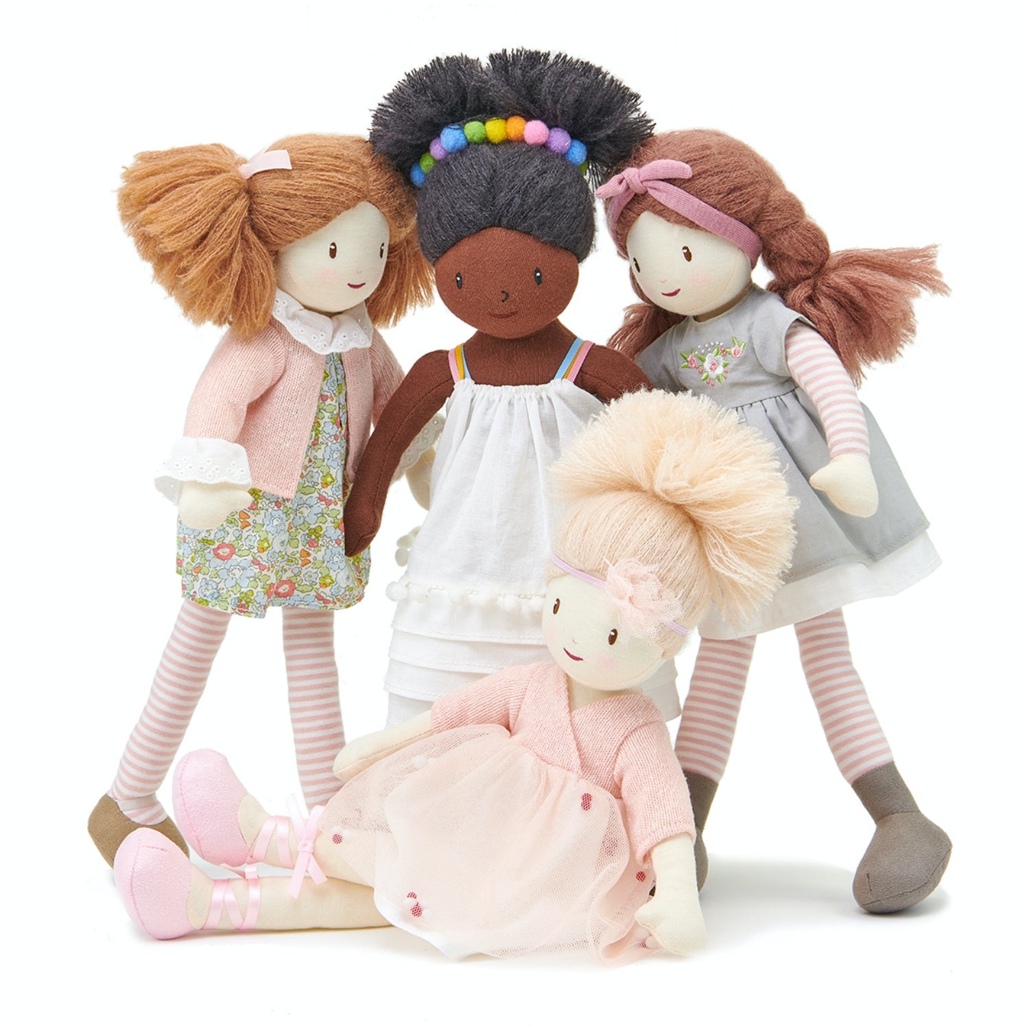 ThreadBear Design Amelie Ballerina Rag Doll | Soft Cotton Children’s Doll | Hand-Crafted Rag Doll | Front View – Rag Doll Alma and her friends | BeoVERDE.ie