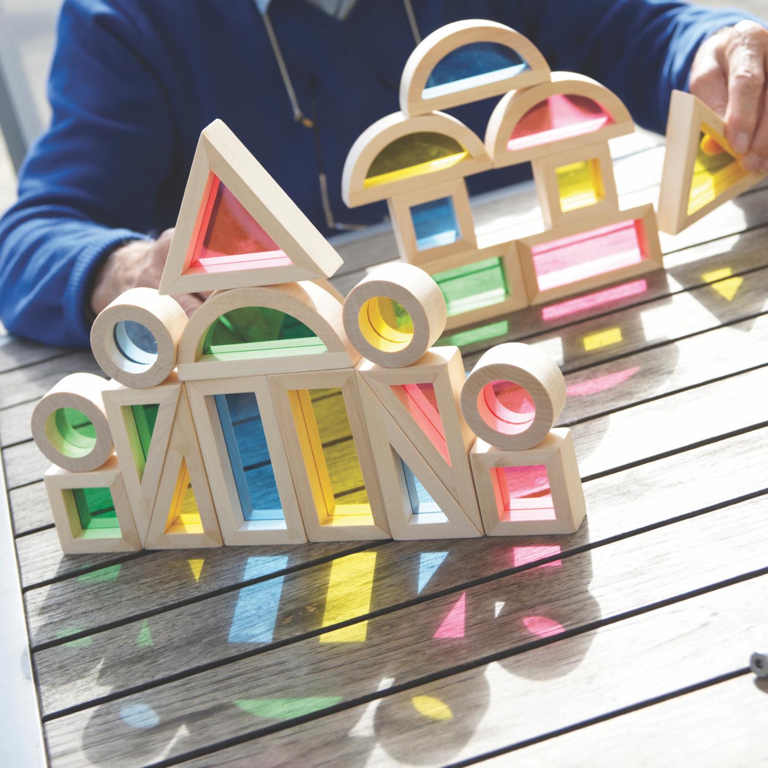 TickiT Wooden Blocks with Coloured See-Through Centre | BeoVERDE.ie ...