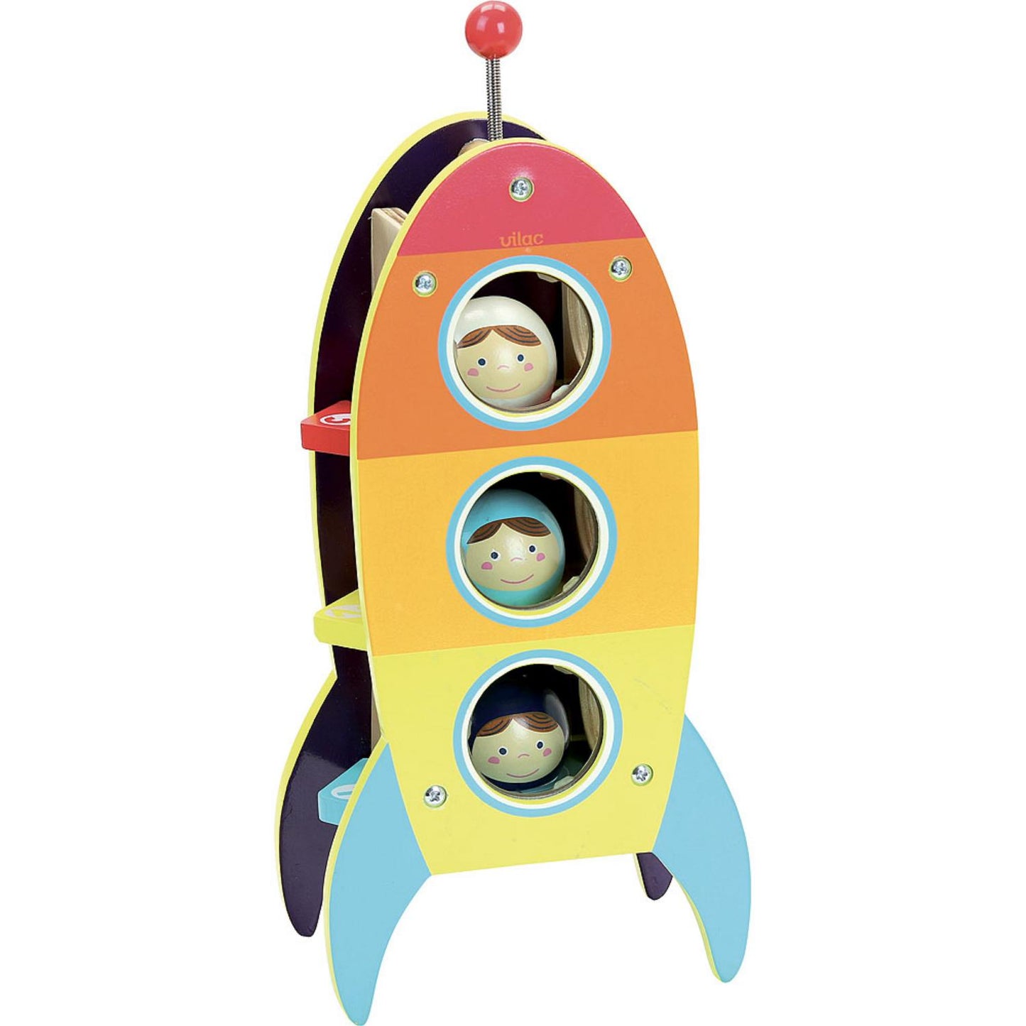 Vilac Whacking Hammer Game - In The Stars | Wooden Toddler Activity Toy | Front View with All Astronauts | BeoVERDE.ie