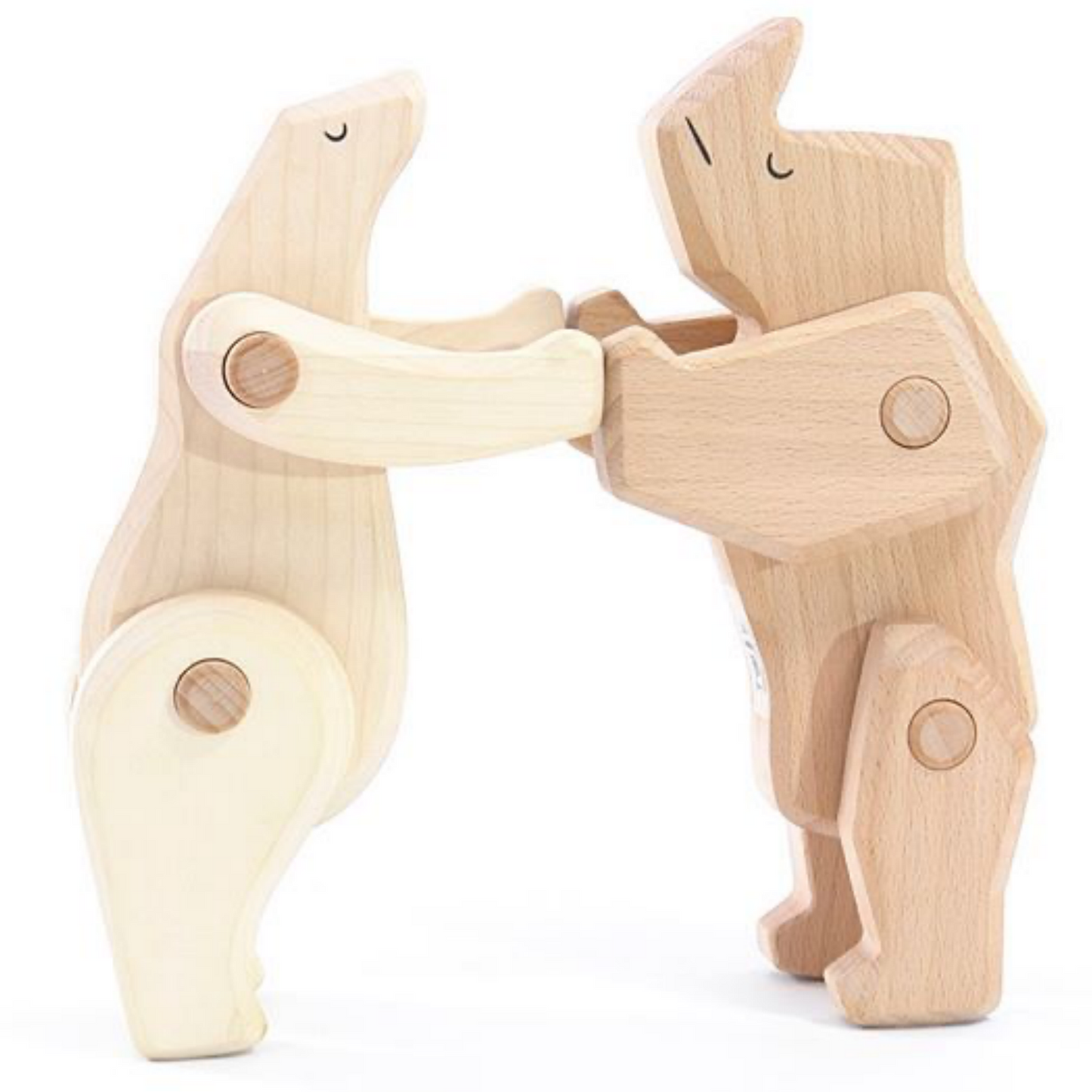 TOBE Wooden Polar Bear | Movable Arms & Legs | Polar Bear Dancing with Rhino | BeoVERDE.ie