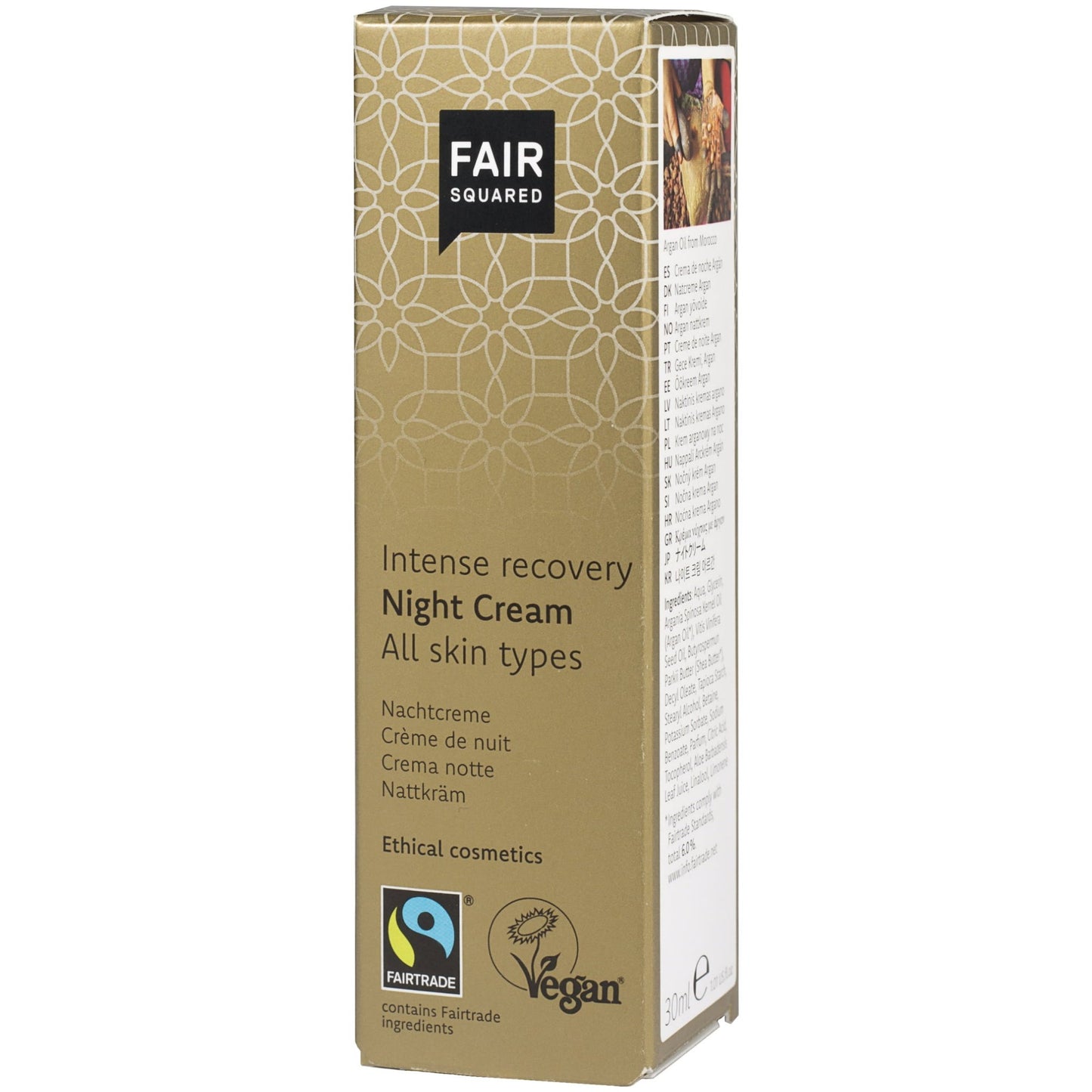 FAIR SQUARED Intense Recovery Night Cream | Fairtrade Vegan Natural Halal | Box | BeoVERDE.ie
