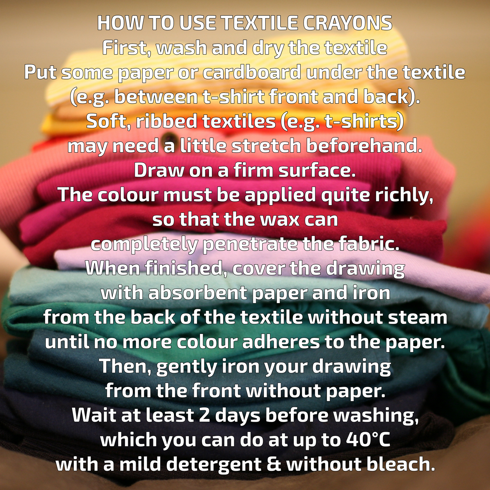 Non-Toxic Natural Textile Wax Crayons | 15 Vibrant Colours | How to Use | BeoVERDE.ie