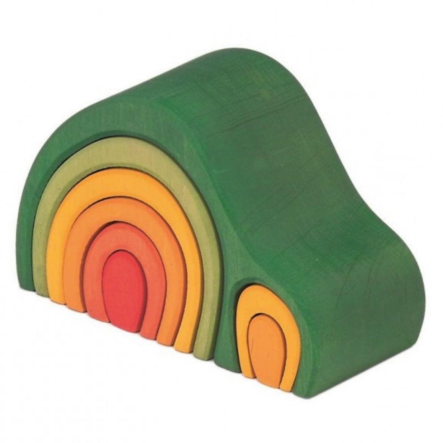 Gluckskafer Green Wooden Arch House Stacker | Imaginative Play Wooden Toys | Waldorf Education and Montessori Education | Left Side View | BeoVERDE.ie