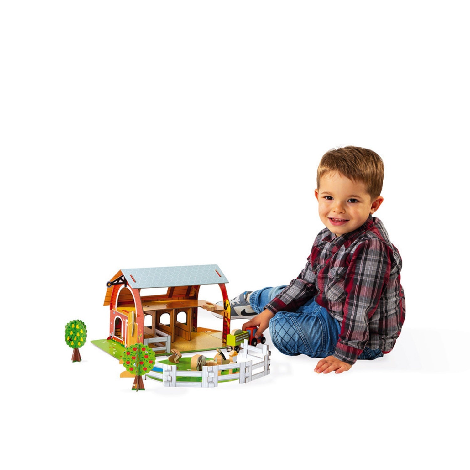 Janod Farm Set | Imaginative Play Toys | Lifestyle – Boy Playing | BeoVERDE.ie