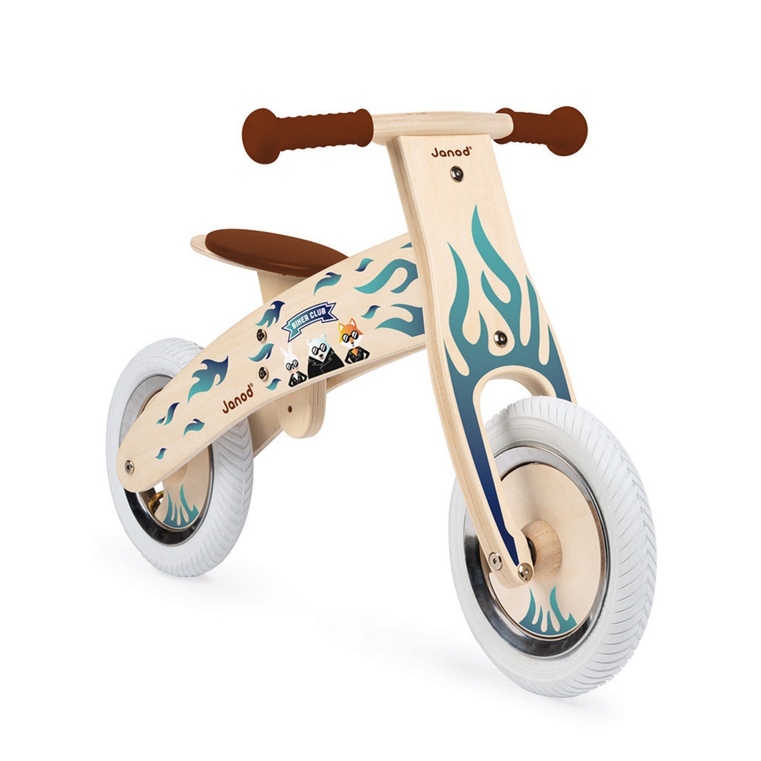 Janod Nature Balance Bike | Activity Wooden Toy| Bikes & Scooters | Balance Bike Decorated with Animal Stickers | BeoVERDE.ie