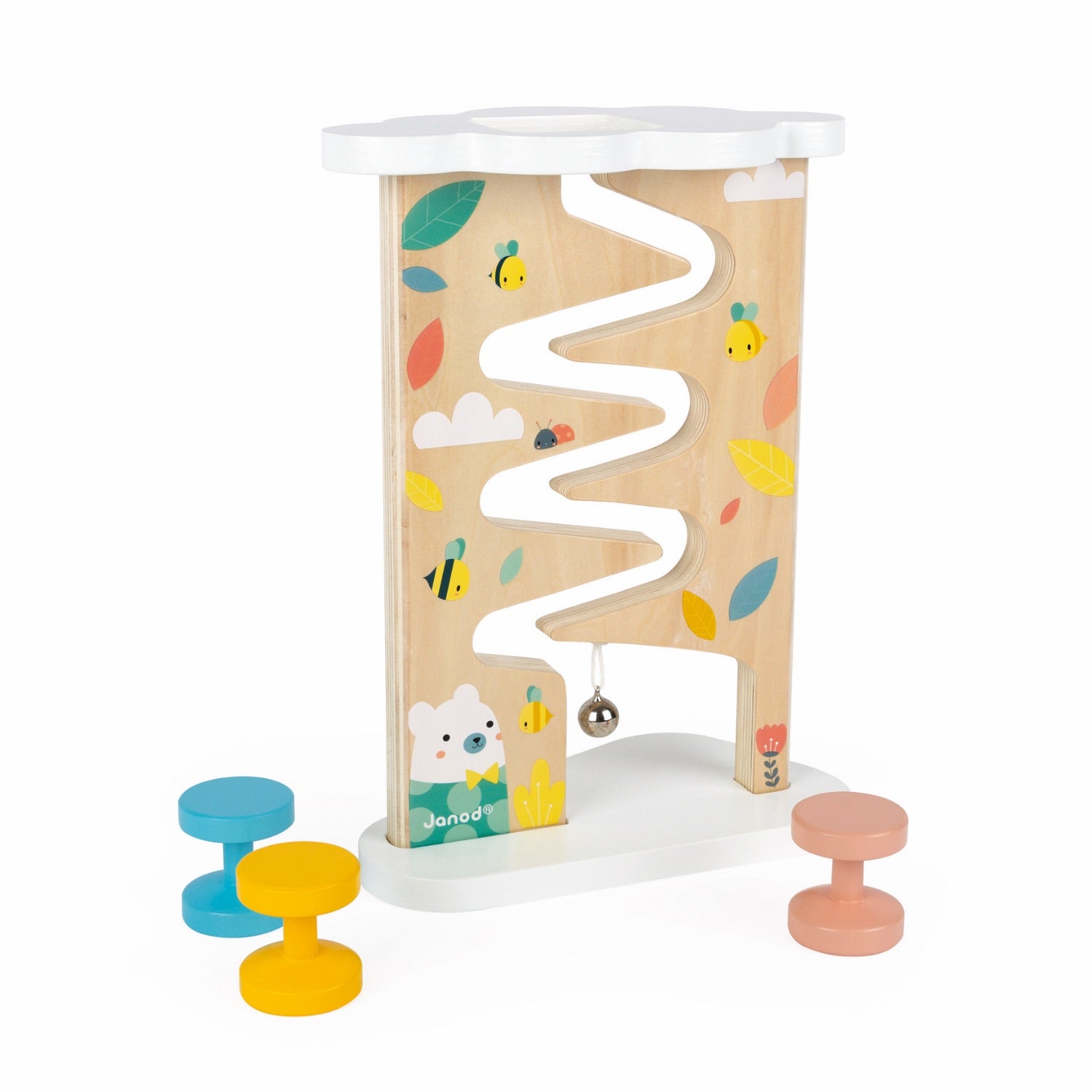 Janod Pure Ball Track | Toddler Activity Toy | Side View | BeoVERDE.ie