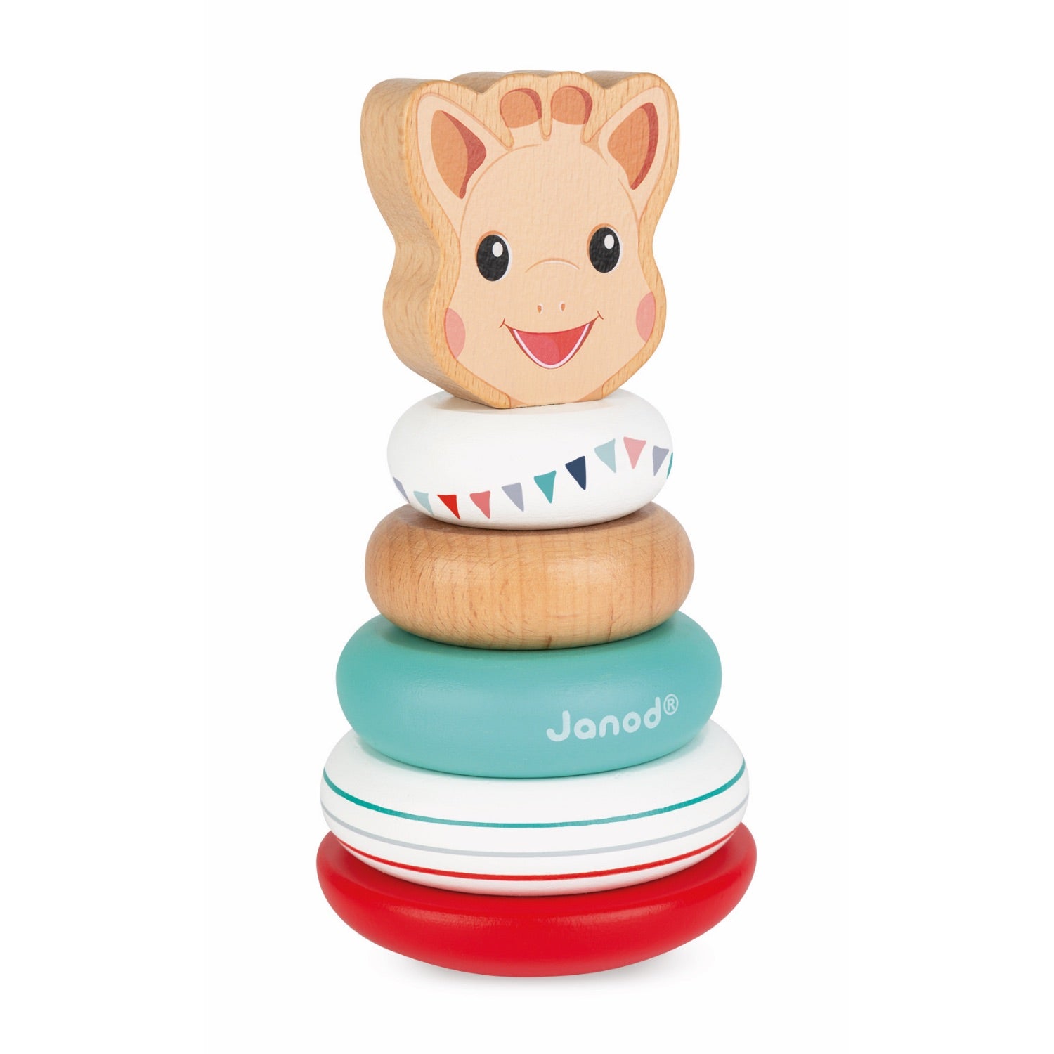 Sophie la girafe Stackable Roly-Poly | Wooden Toddler Activity Toy | Right Side | BeoVERDE.ie