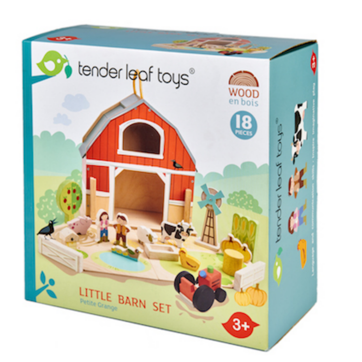TenderLeaf ‘Little Barn Set’ Back Closed Set | Hand-Crafted Wooden Animal Toys | Packaging | BeoVERDE.ie