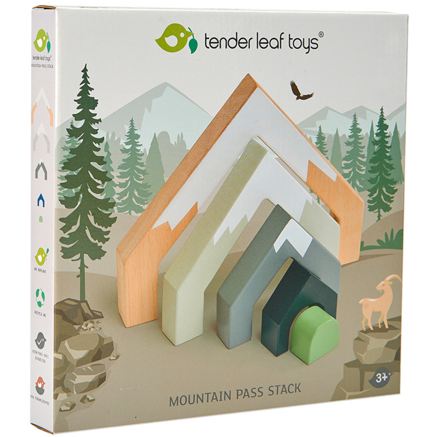 Tender Leaf Mountain Pass Stack Set | Hand-Crafted Wooden Animal Toys | Packaging | BeoVERDE.ie