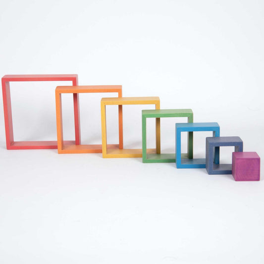 Wooden Rainbow Squares | 7 Pieces | Wooden Activity Toy