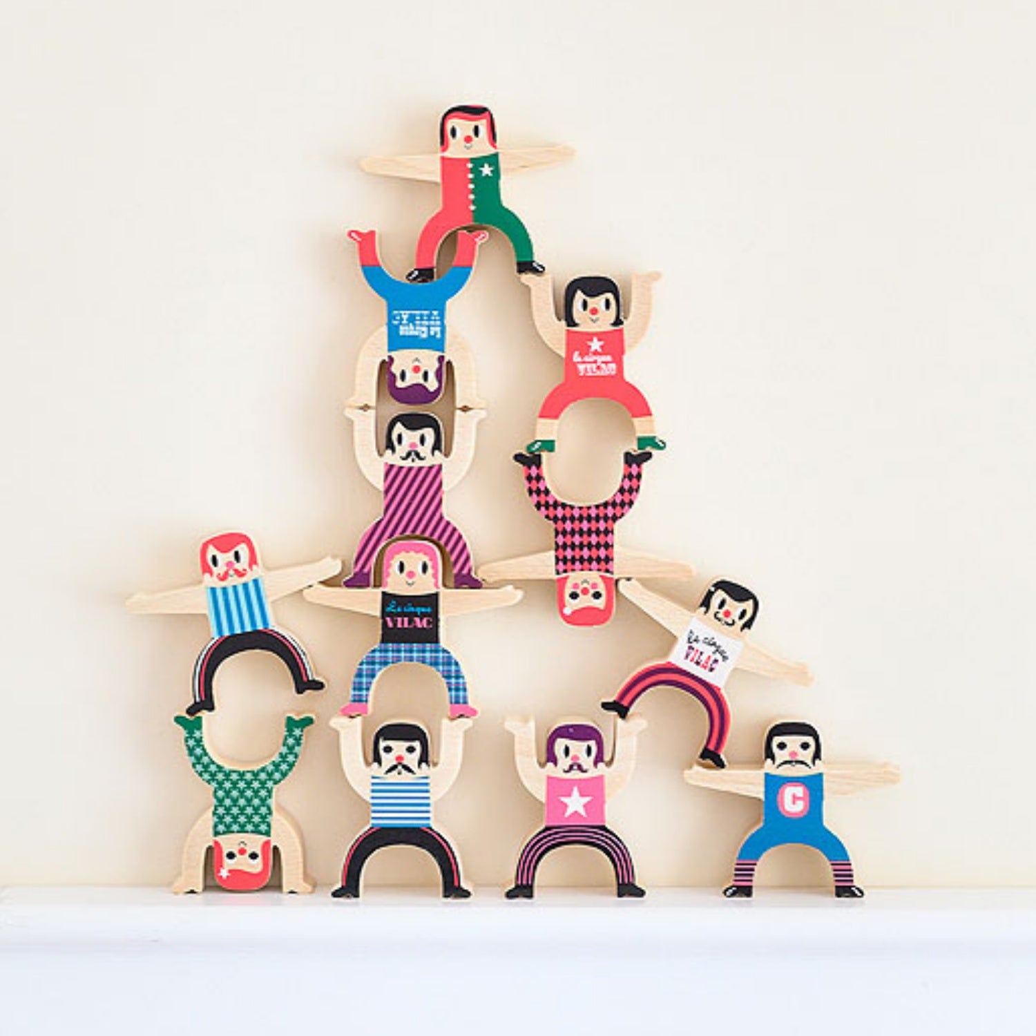 Vilac Balancing Acrobats Designed by Ingela P. Arrhenius  | Hand-Crafted Wooden Toy | Wooden Stacking Balancing Game | Lifestyle – All Acrobats | BeoVERDE.ie