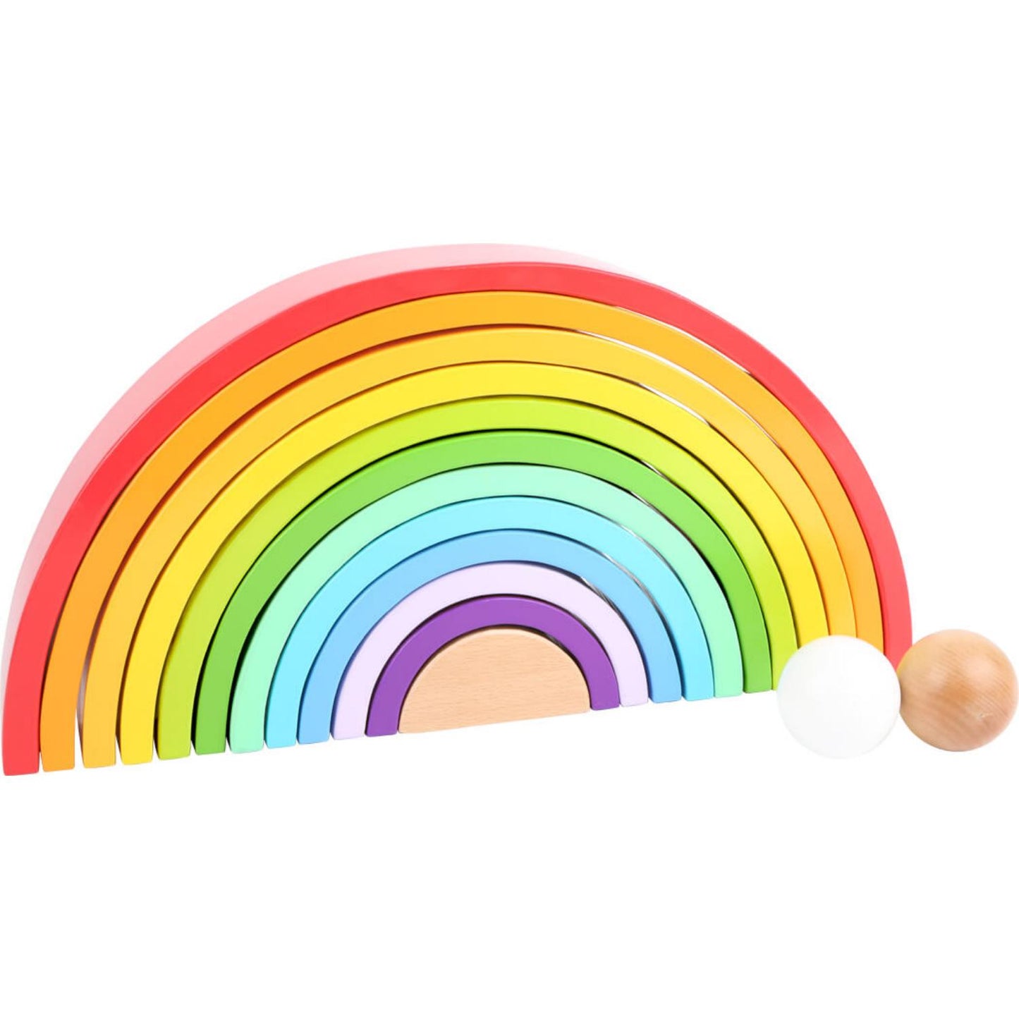 Giant Wooden Rainbow | 12 Pieces & 2 Balls | Wooden Activity Toy