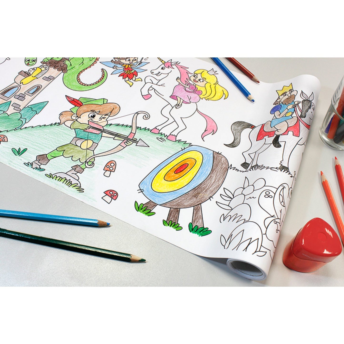 Self-Stick Colouring Book & Roll | Fairyland Adventures | Partially Coloured Sheet | BeoVERDE.ie