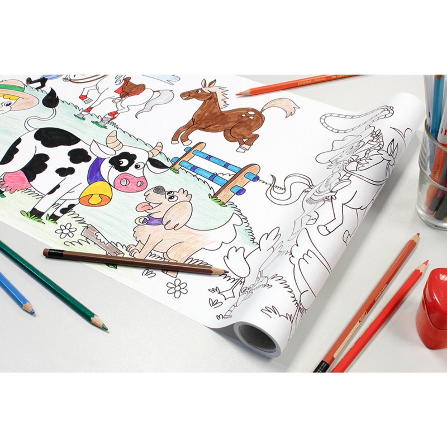 Self-Stick Colouring Book & Roll | Farm Life Adventures | Partially Coloured Sheet | BeoVERDE.ie