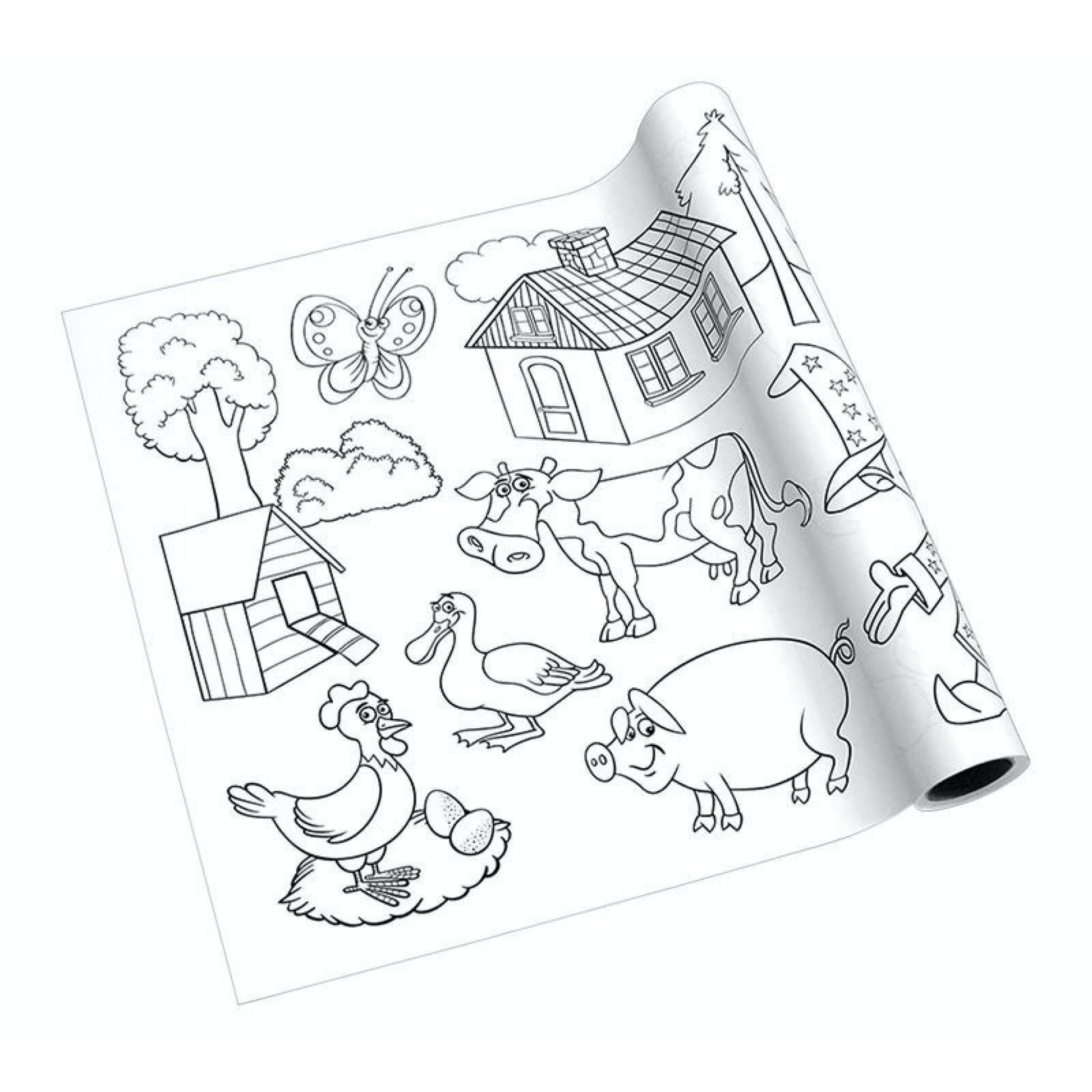 Self-Stick Colouring Book & Roll | Mixed World | Blank Roll Partially Rolled Up | BEOVERDE.ie