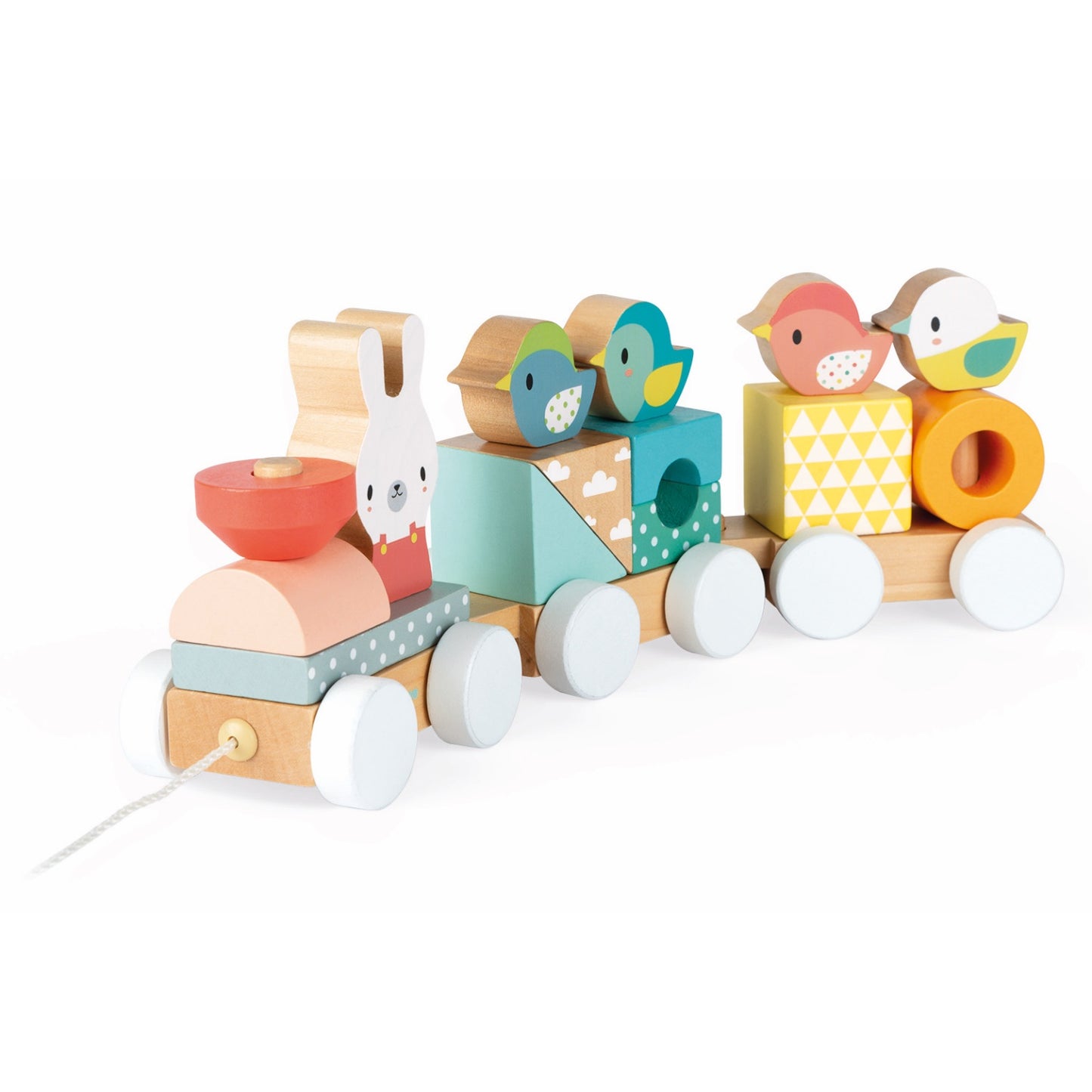 Janod Pure Wooden Train | Wooden Toddler Activity Toy | Left Front Side View | BeoVERDE.ie