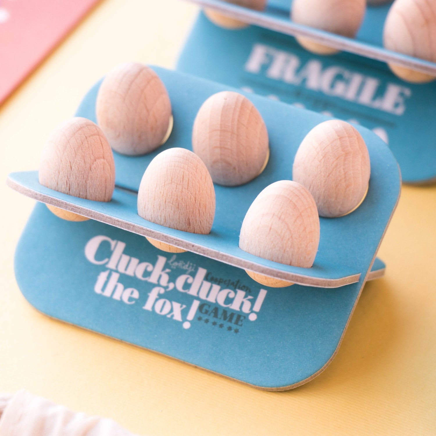 Londji CLUCK, CLUCK! THE FOX! Board Game | Board Game for Kids, Adults & the Whole Family | Close-up: Wooden Eggs on Stand | BeoVERDE.ie