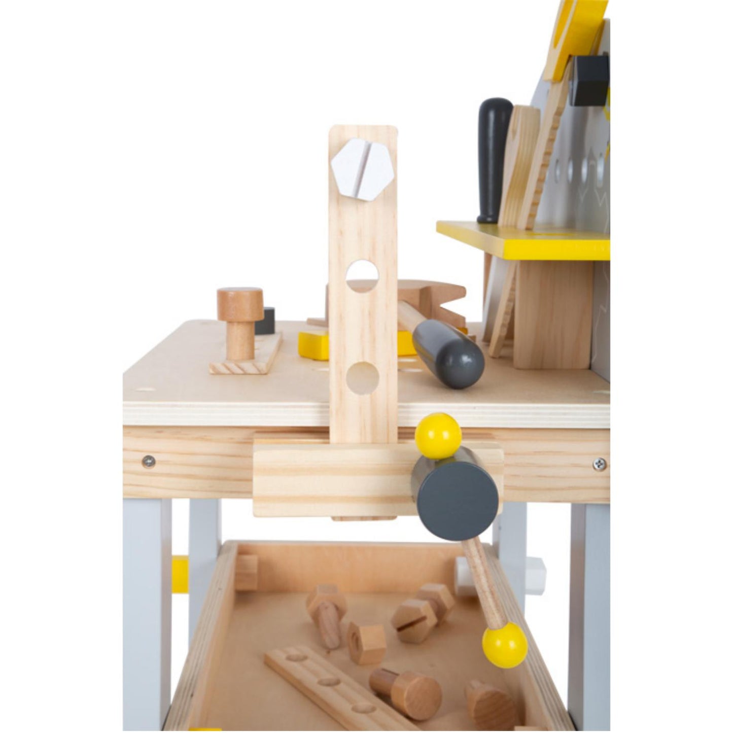 Small Foot Kid’s Tool Bench Set | Wooden Pretend Play Tools & Toy Workbench | Side View | BeoVERDE.ie