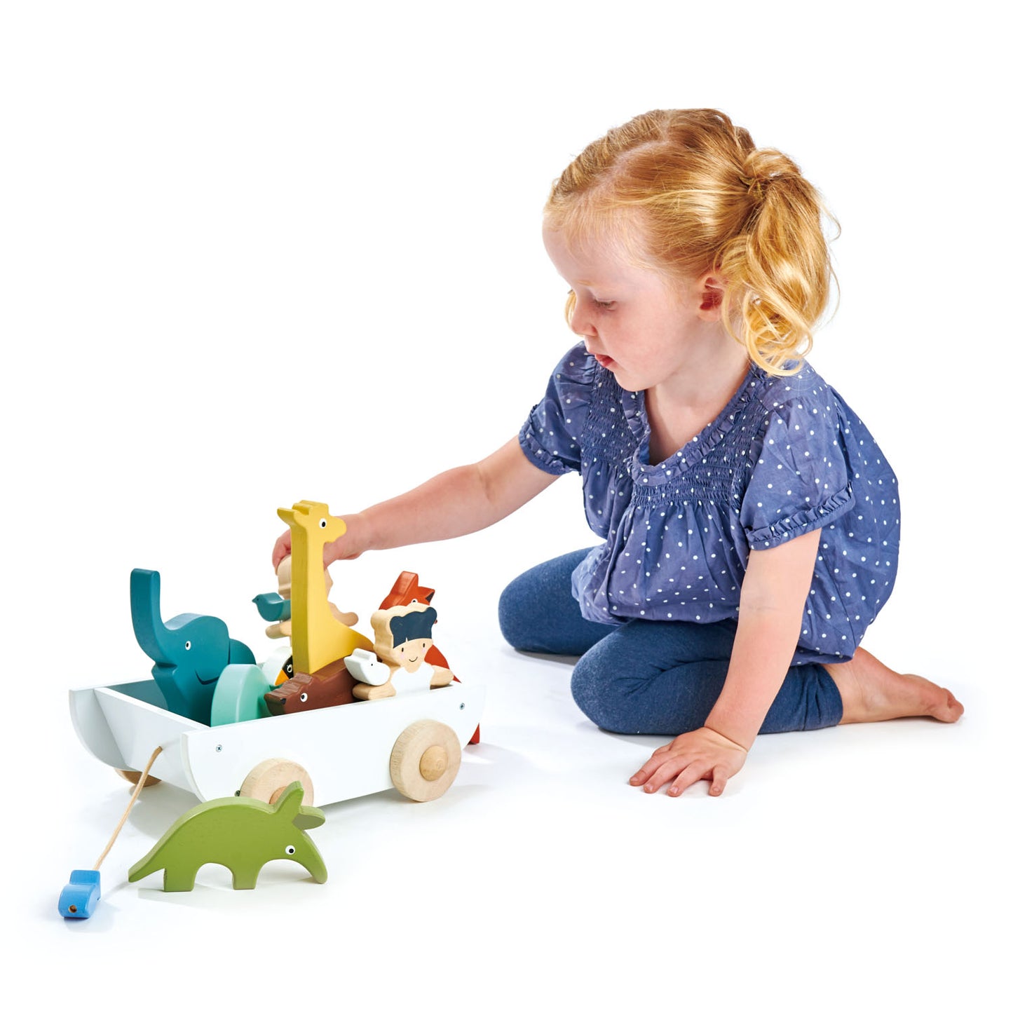 TenderLeaf Noah's Shape Sorter Ark | Hand-Crafted Wooden Animal Toys | Girl Playing |BeoVERDE.ie