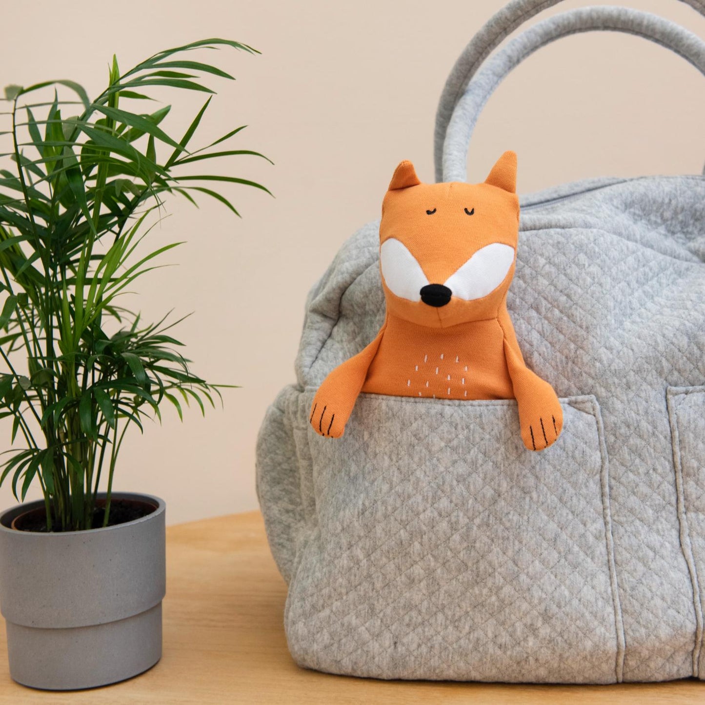 Trixie Mr. Fox | Organic Plush Toy | Lifestyle – Mr. Fox Organic Plush Toy in Bag | BeoVERDE.ie