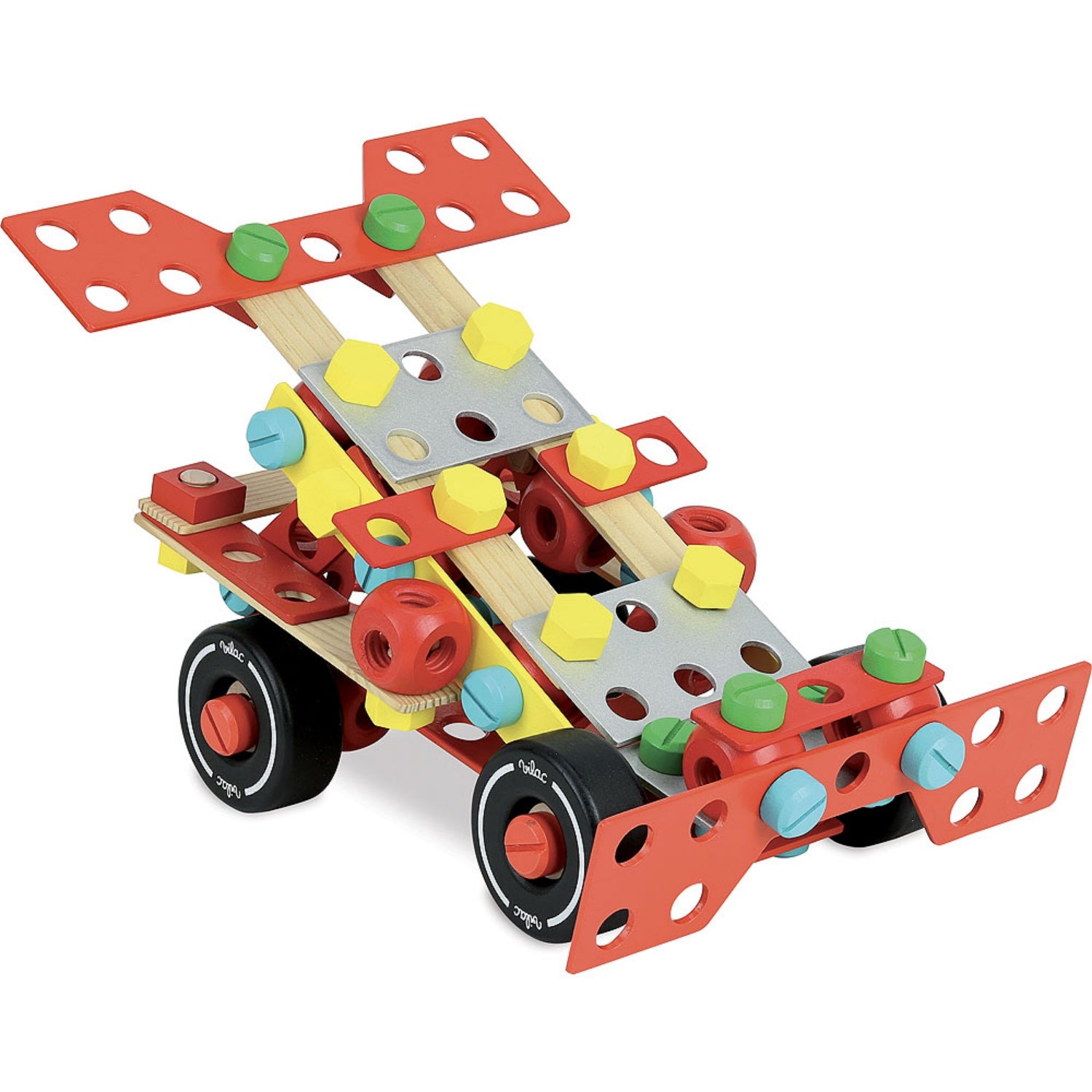 Vilac Wooden Construction Building Set ‘Super Batibloc’ | Educational Wooden Toy | Race Car | BeoVERDE.ie