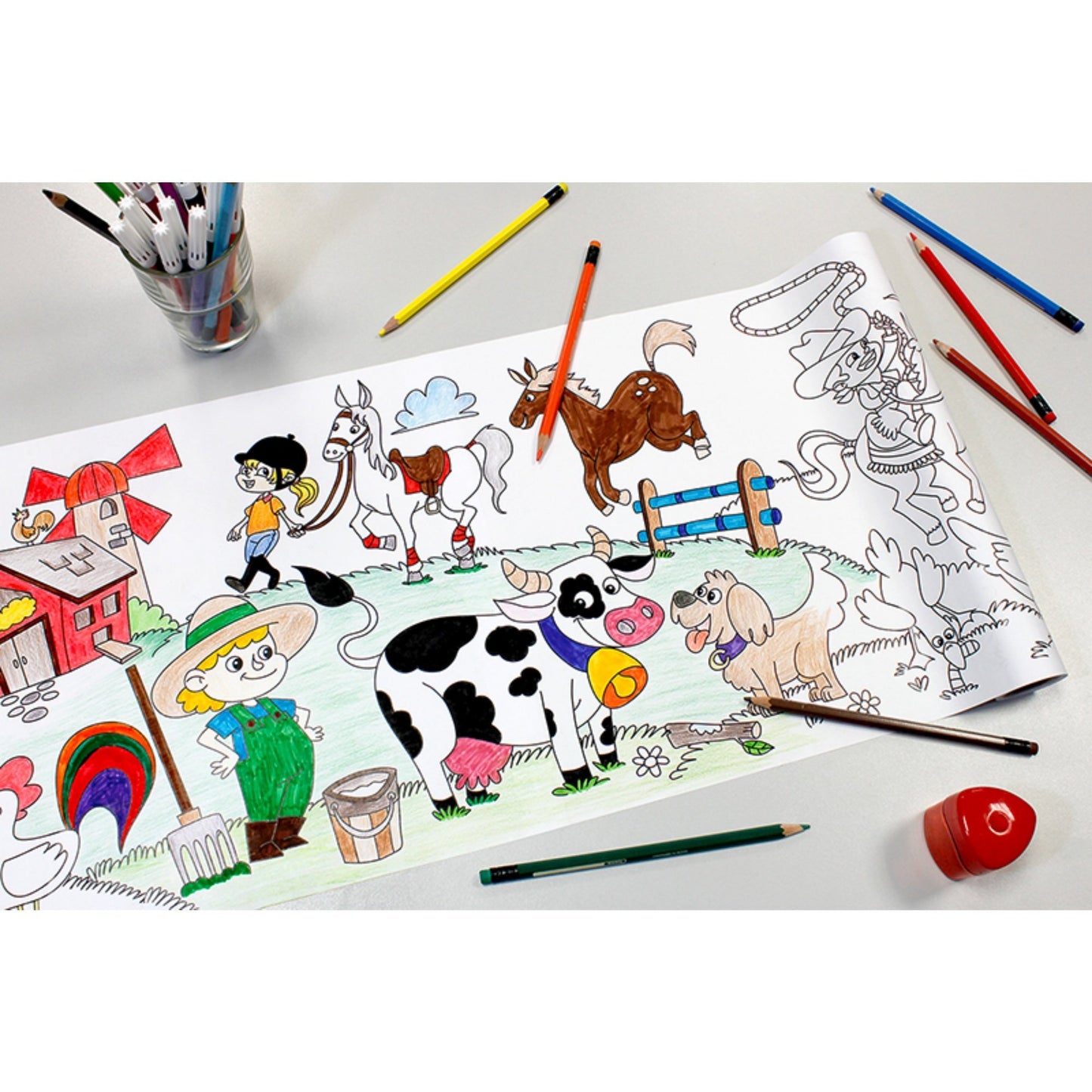 Self-Stick Colouring Book & Roll | Farm Life Adventures | Mostly Coloured Sheet | BeoVERDE.ie