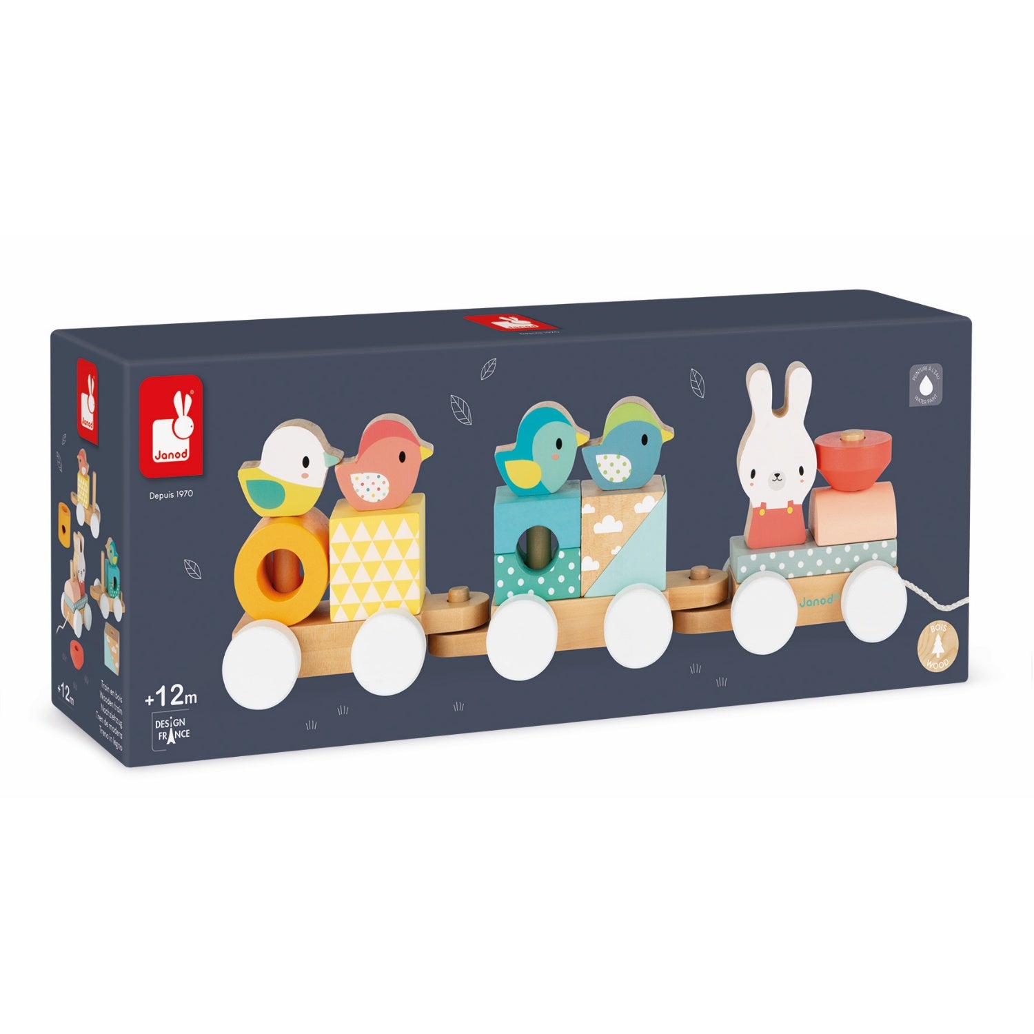 Janod Pure Wooden Train | Wooden Toddler Activity Toy | Packaging | BeoVERDE.ie