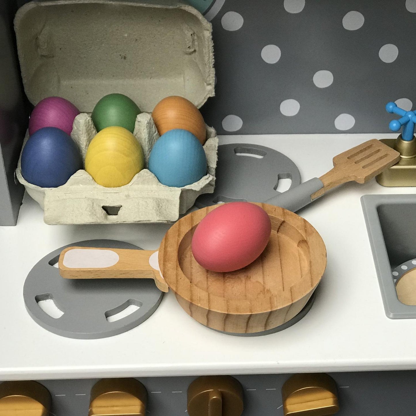 Rainbow Wooden Eggs | Wooden Loose Parts | Open-Ended Toys