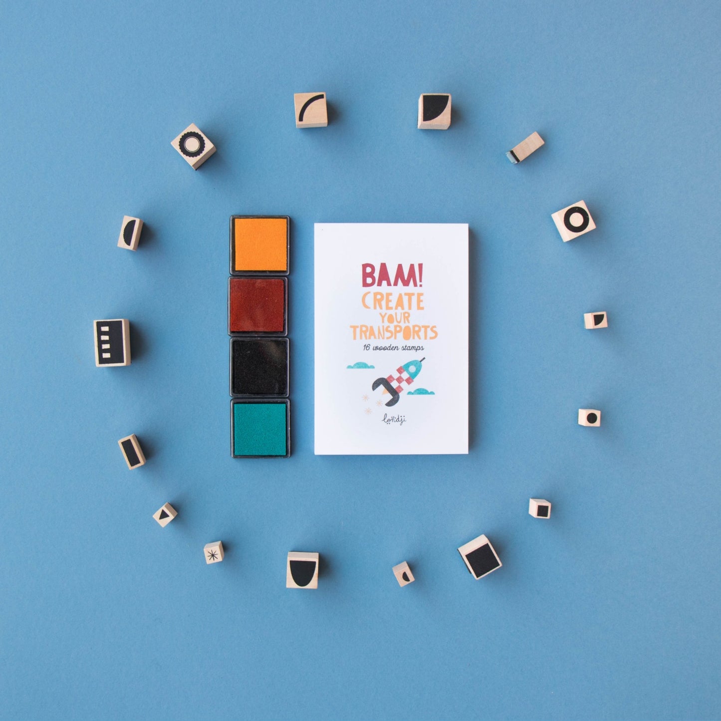 Londji BAM! TRANSPORTS Stamp Set | Creativity Vehicle Stamp Set for Kids | All Stamps, Ink Pads and Notepad | BeoVERDE.ie