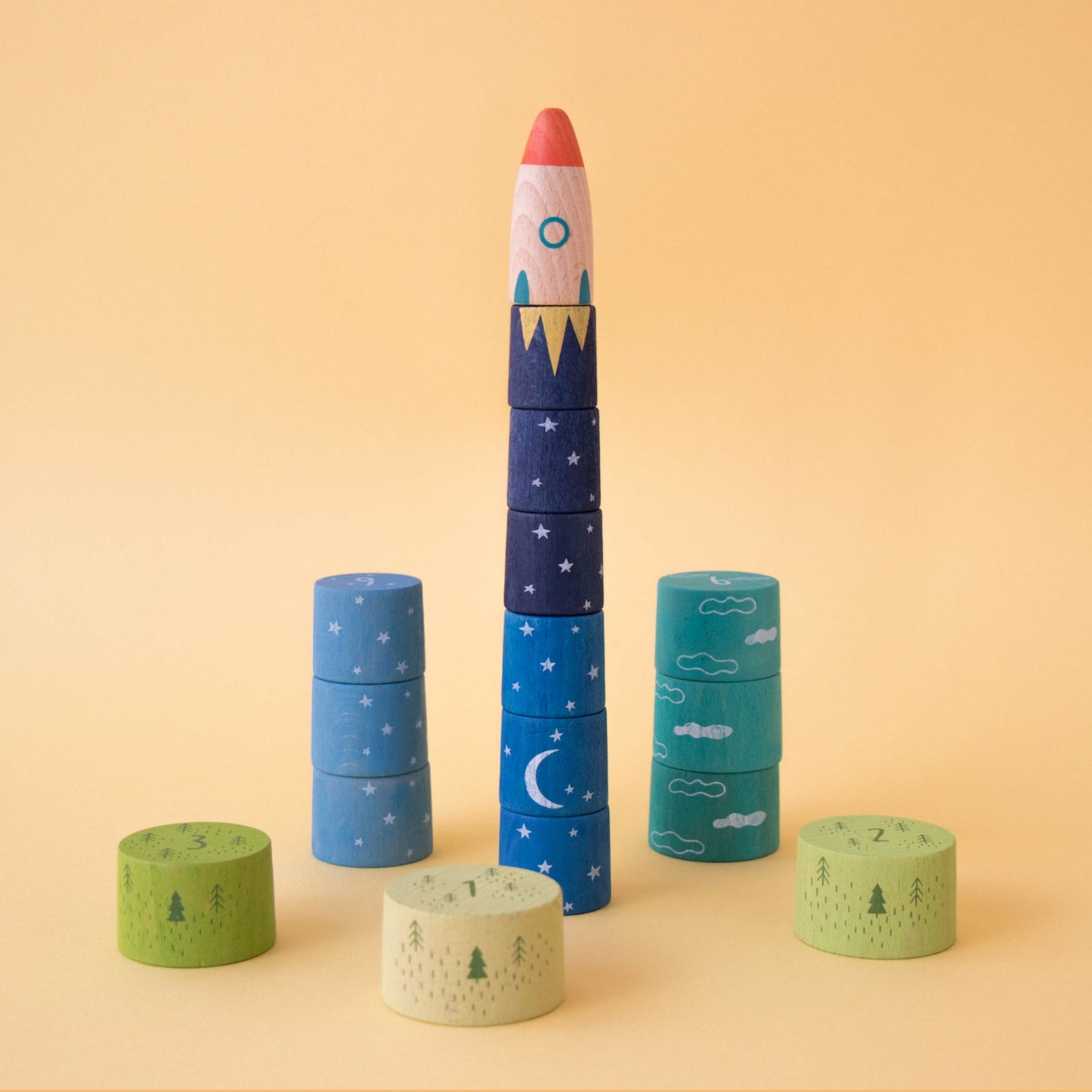 Londji UP TO THE STARS | Wooden Stacking & Balancing Game | Rocket Stacked in the Sky | BeoVERDE.ie