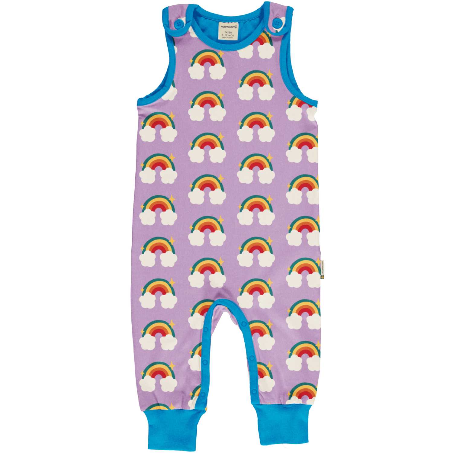 Maxomorra Rainbow Playsuit | GOTS Organic Cotton | Front | BeoVERDE Ireland