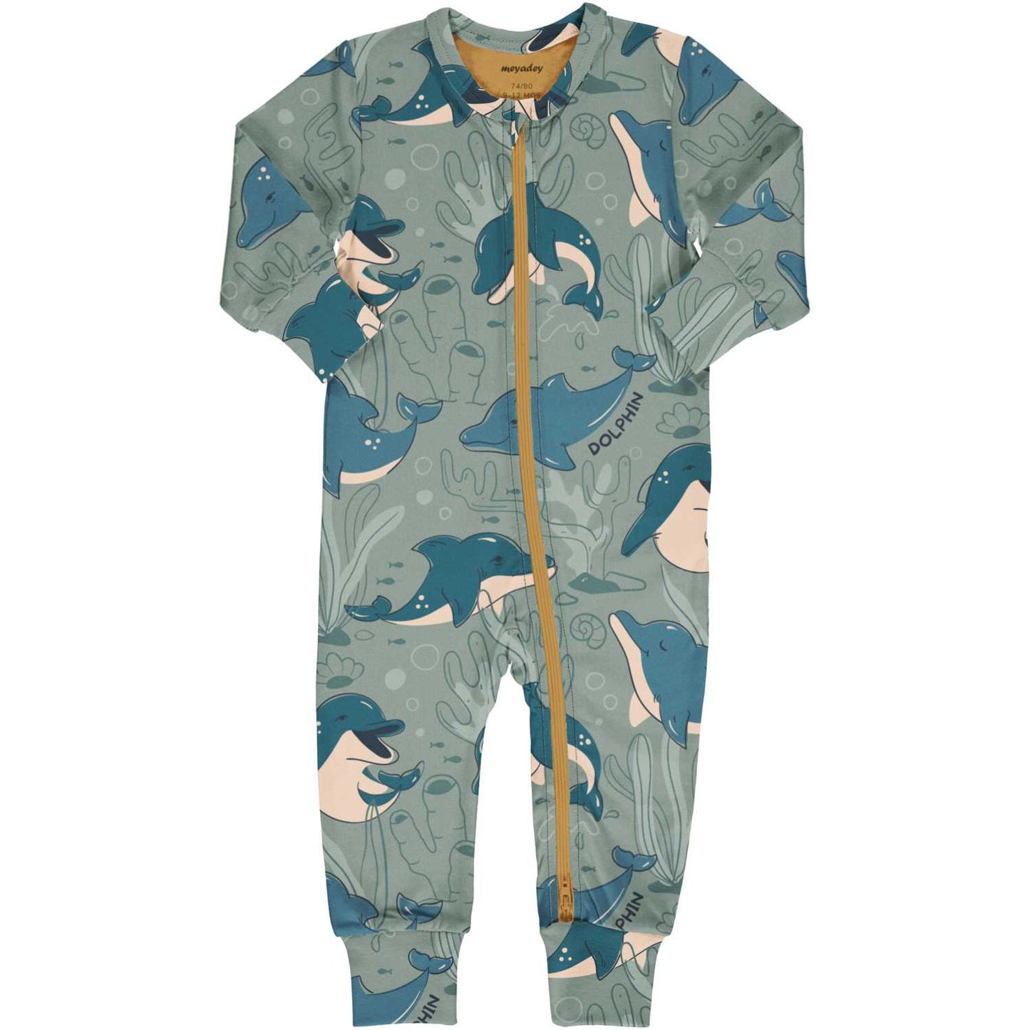 Dashing Dolphin |  Long Sleeve Baby & Toddler Rompersuit | GOTS Organic Cotton