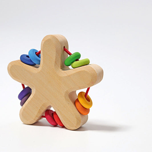 Rainbow Star Rattle & Clutching Toy | Baby’s First Wooden Toy