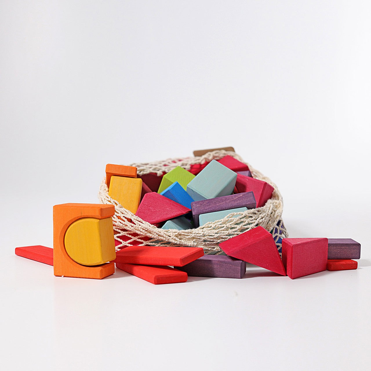 60 Coloured Geo Blocks | Wooden Toys for Kids | Open-Ended Play