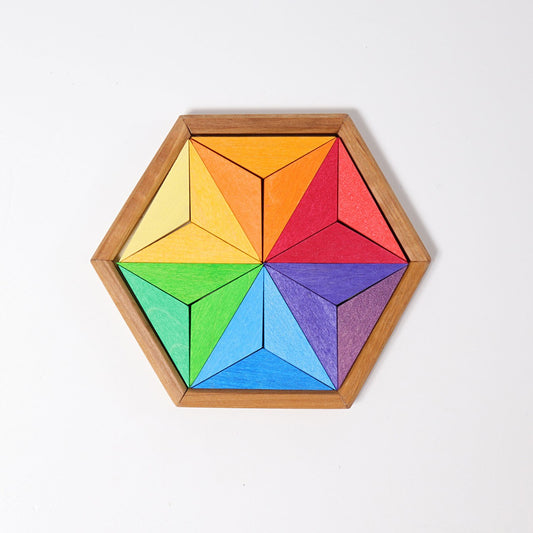 Small Star in Complementary Colours | Wooden Puzzle & Building Set | Open-Ended Play